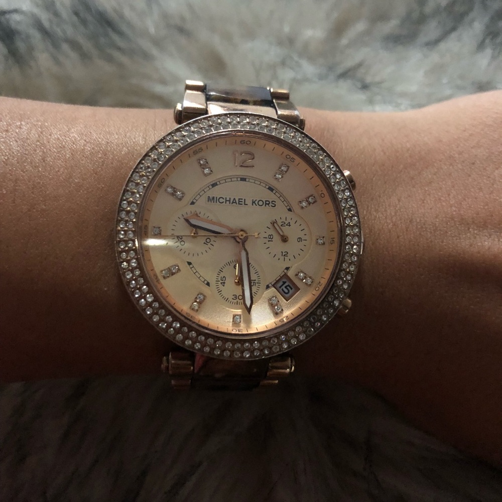 Michael Kors Parker Rosetone and Tortoise  watch